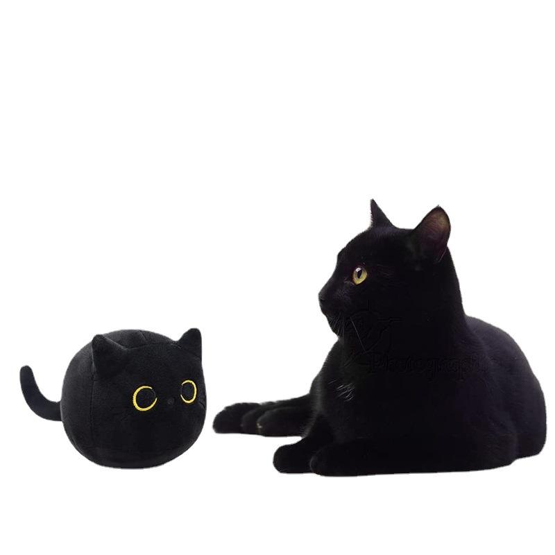 15cm/25cmFluffy Black Cat Plush Toys Stuffed Animal Cats Soft Pillow Nap Cushion Home Decoration Creative Birthday Gift for Kids
