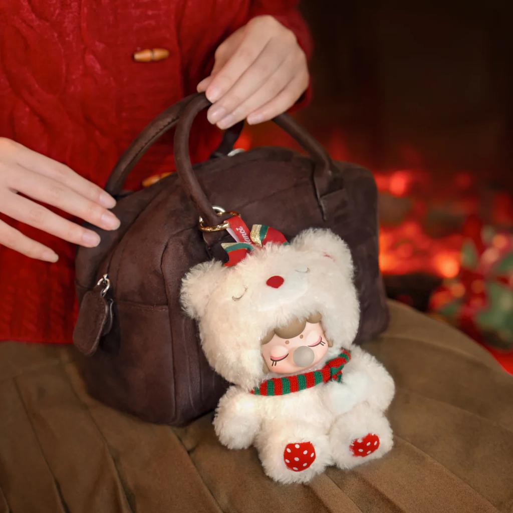 ROBOTIME Rolife Nanci Christmas Bear Plush Pendant Soft Lambswool Keychain for Bag Classic Holiday Decor Ideal Gift For Girl