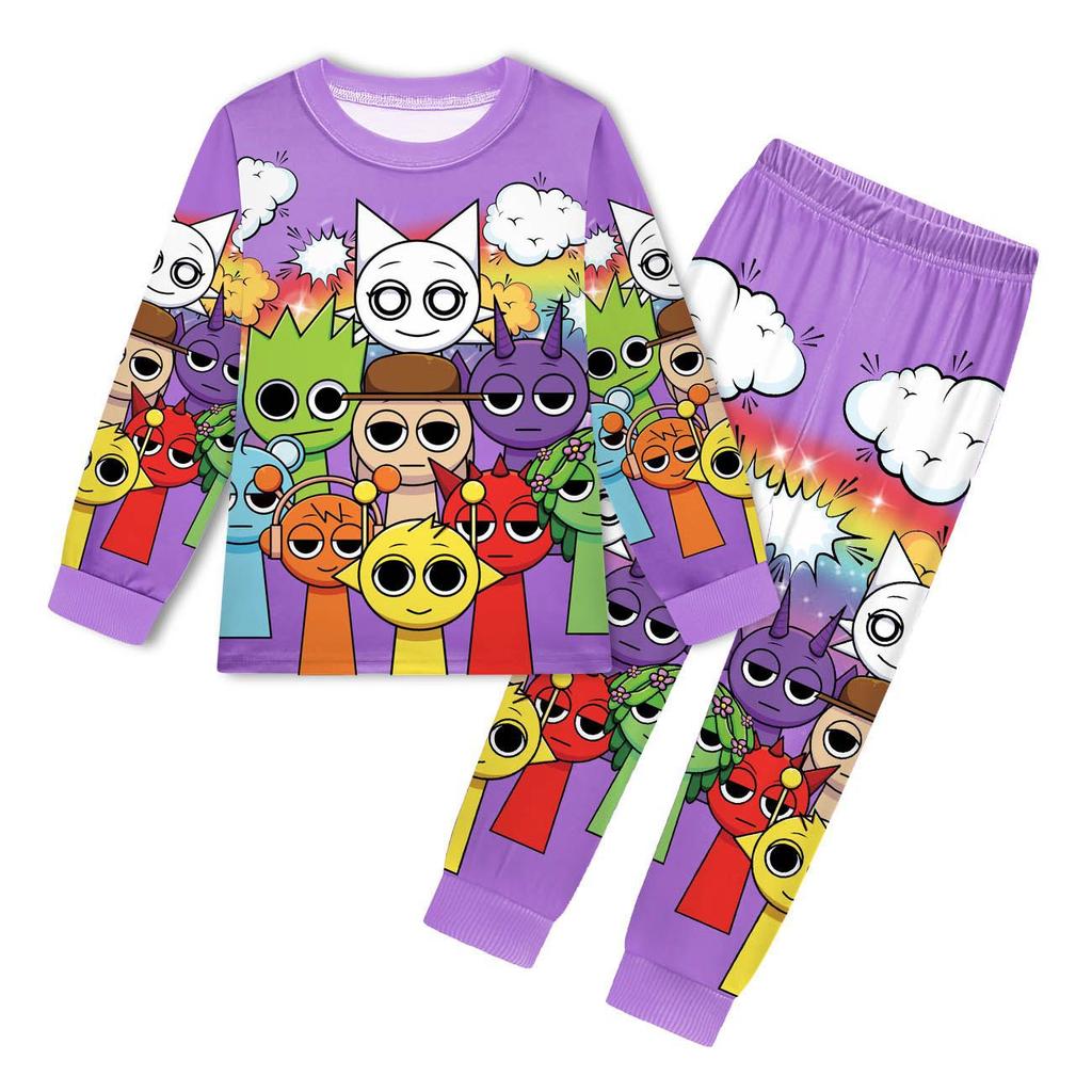 Fashion Cartoon Printed Loungewear Casual Children's Clothing Sets Girls