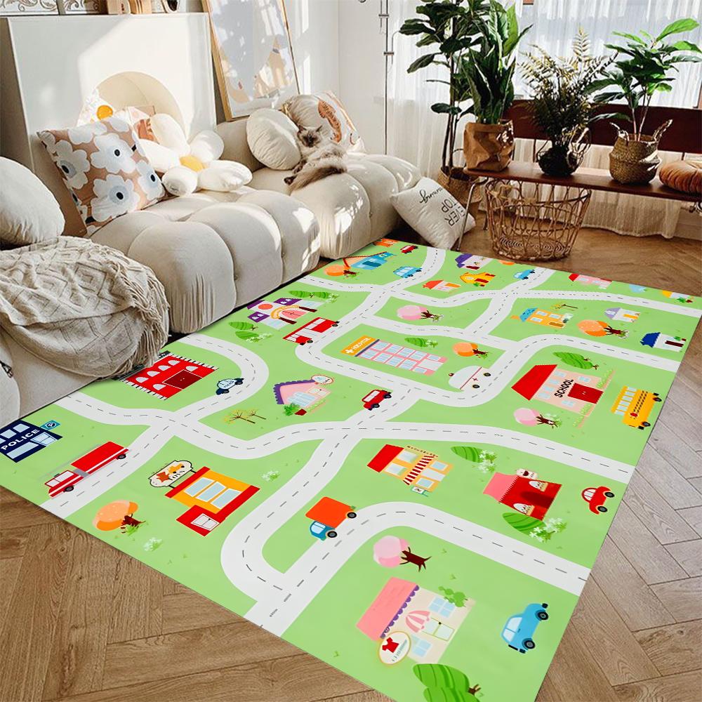 Kids Play Mat Car Mat for Boys and Girls Highway City Traffic-Themed Rugs for Kids Toy Cars Kids Rugs for Playroom Non-Slip Rug