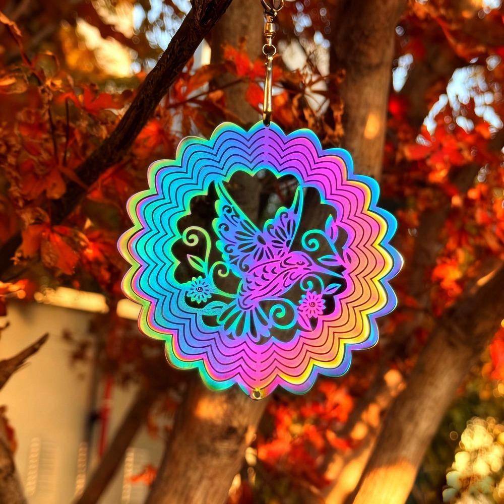 3D Flowing Wind Spinner 10cm 10 Styles Yard Garden Mirror Rainbow Stainless Catcher Hanging Decor
