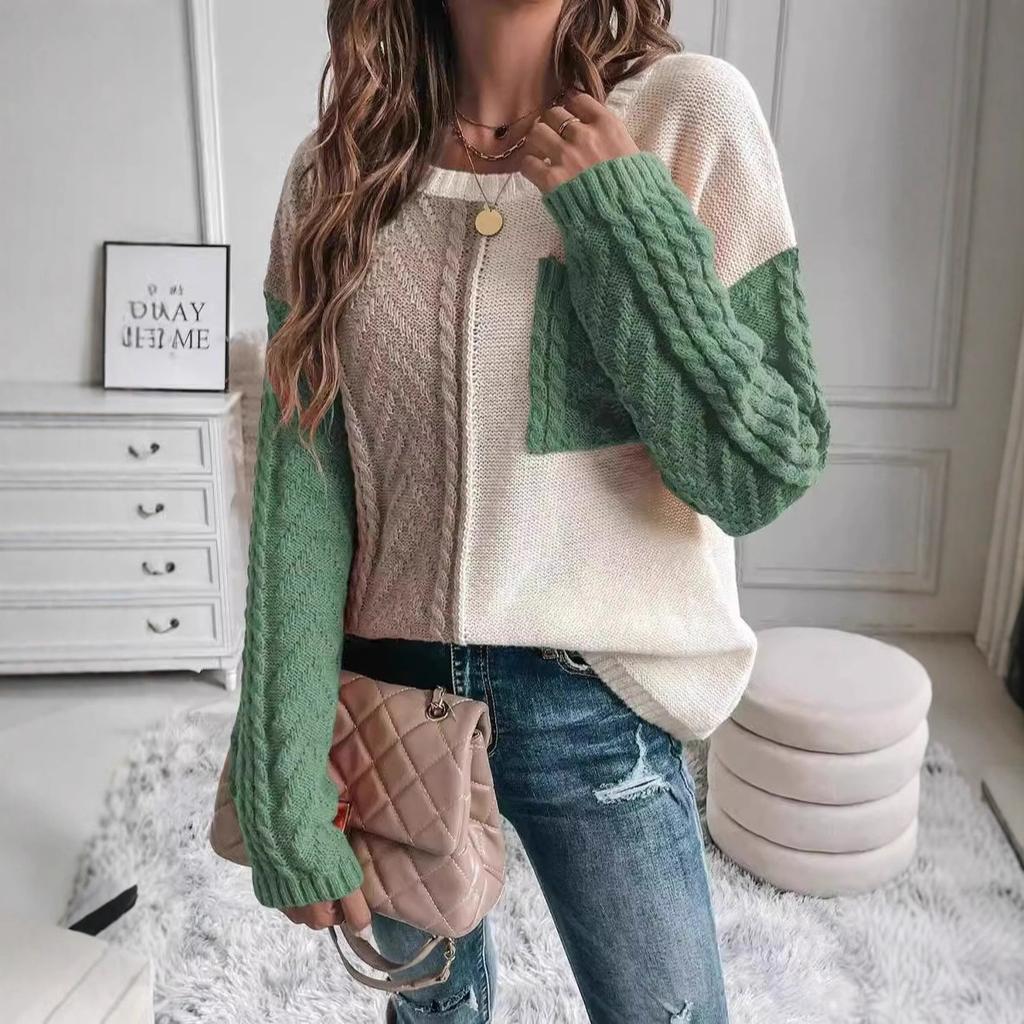 New Sweaters, Women's Clothing, Casual Patchwork Pockets, Pullover Knitted Sweater, Women's Top Sweater, Winter Inner Top