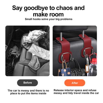 Car Seat Back Organizer Hook Headrest Hook Sundries Clip Bag Hanger Hook Phone Holder Double Hook For Car Interior Accessories