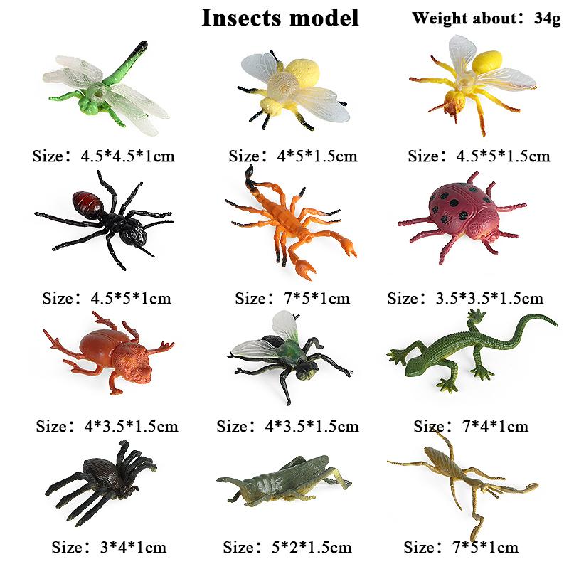 Oenux Wild Insect Animals Model Set Butterfly Scorpion Mantis Cicada Lizard Action Figures Miniature Kid Education Halloween Toy