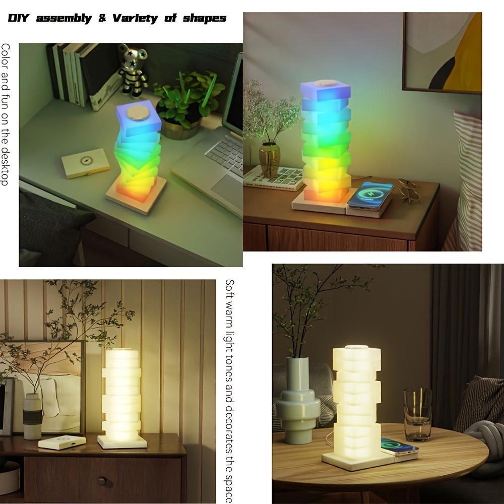 1PC Smart LED Desk Lamp USB Powered Touch Control Desk Lamp DIY Rotating RGB Ambient Light Dimmable 15W Wireless Fast Charging