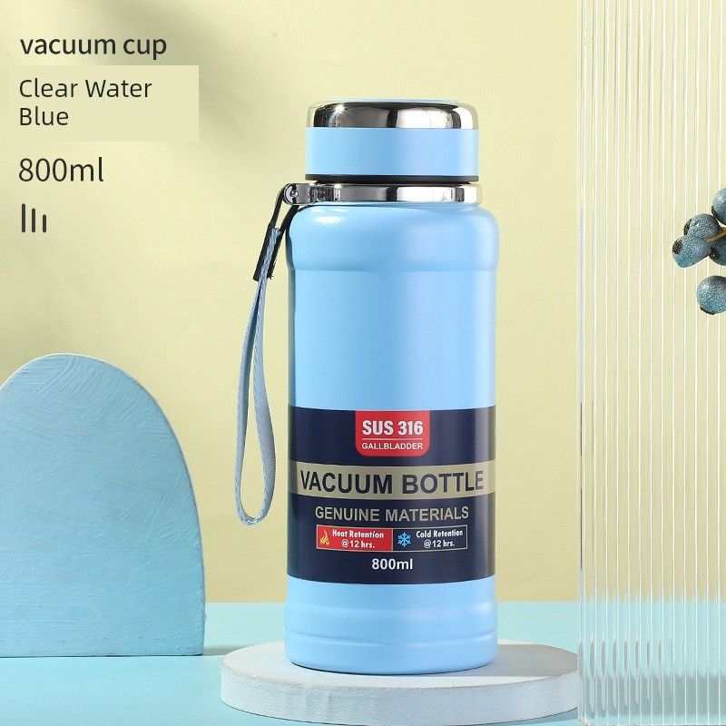 Japanese Imported Muj316 All-Steel Large-Capacity Thermos Cup for Outdoor Tea Brewing, Men's Water Bottle for Hiking, Sports, and Fishing