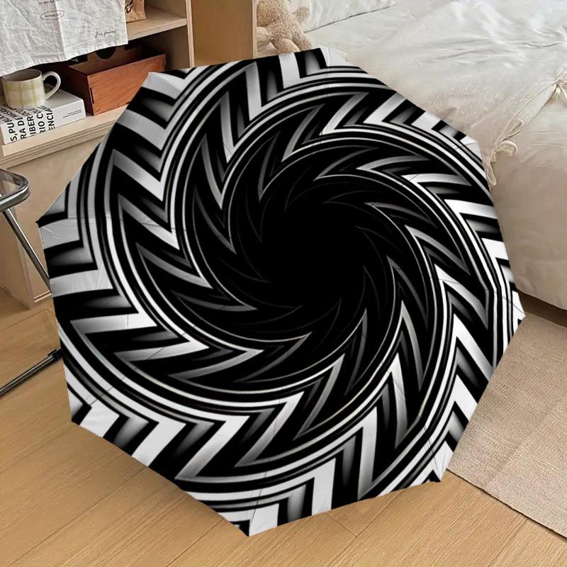 1pc Spiral Pattern Automatic Folding Umbrella, Casual Outdoor Accessory, Birthday Festival Gift yy251126148