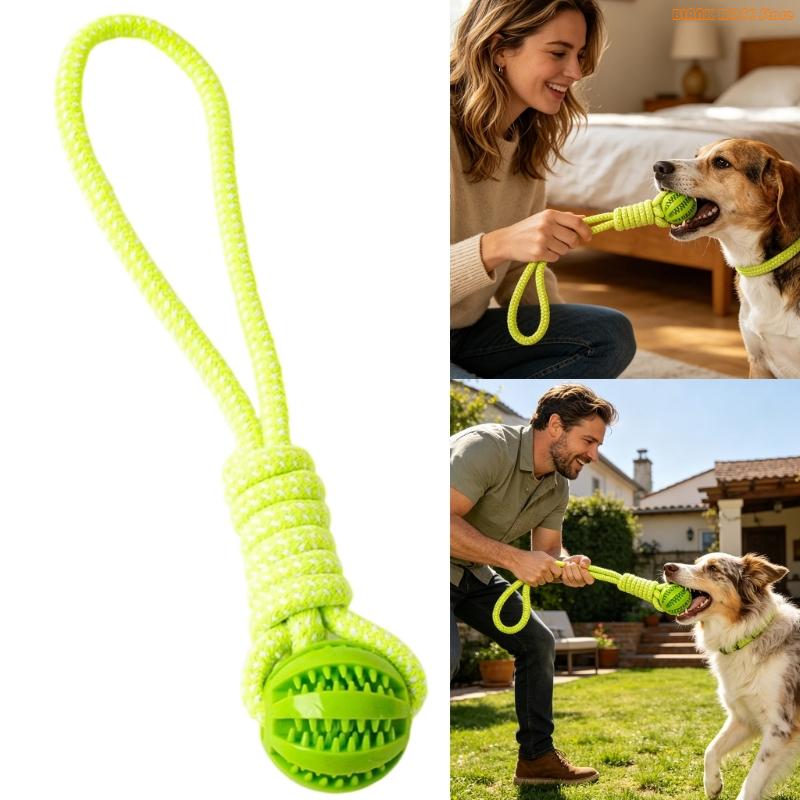 K1AE Pet Teething Toy Teething Ball Molar Pet Chew Dental Cleaning Toy Interactive Reward Molar Toy for Puppies