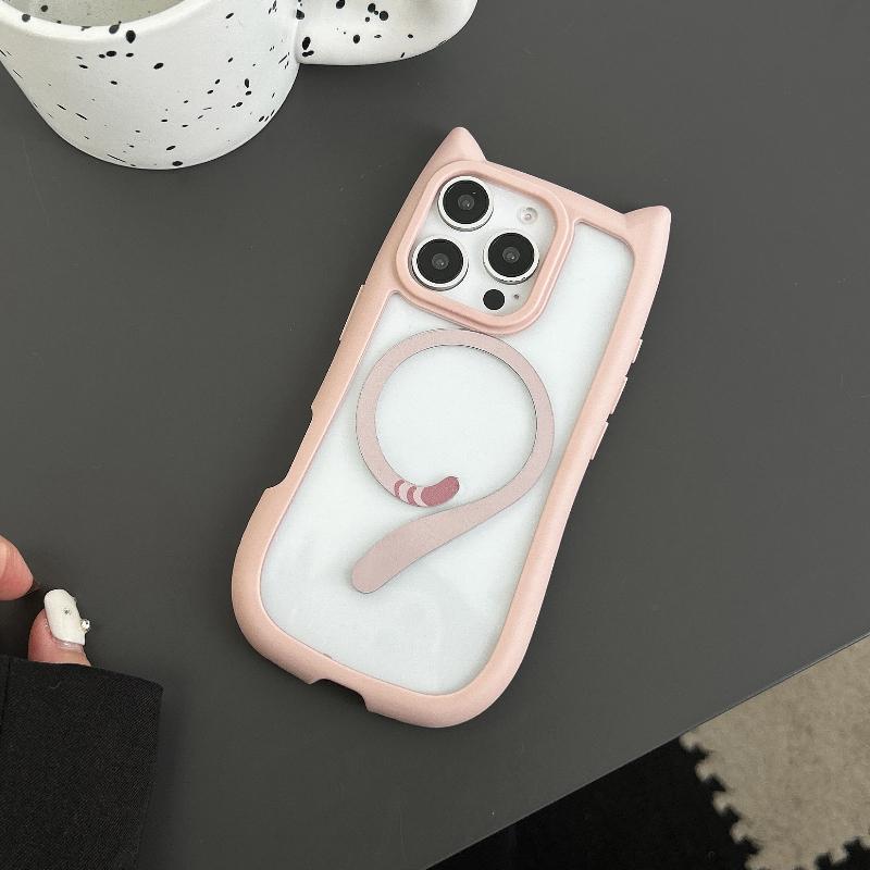 3D Cat Ear Magnetic Charging Case for IPhone 17 16 15 14 13 12 11 Pro Max 16 Plus 13 MiNi 17Air Transparent PC TPU Armor Cover