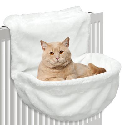 Gemütliche Katzen-Fensterhängematte Haustier-Heizkörperbett Warmer Plüschkorb Wiege Metall-Eisenrahmen Waschbares Katzenbett Katzenzubehör