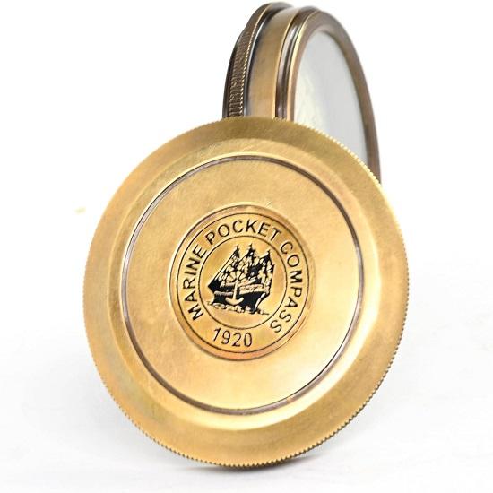 5.08 Cm  Compass Replica Brass Pocket Transit Compass - Robert Frost Poem