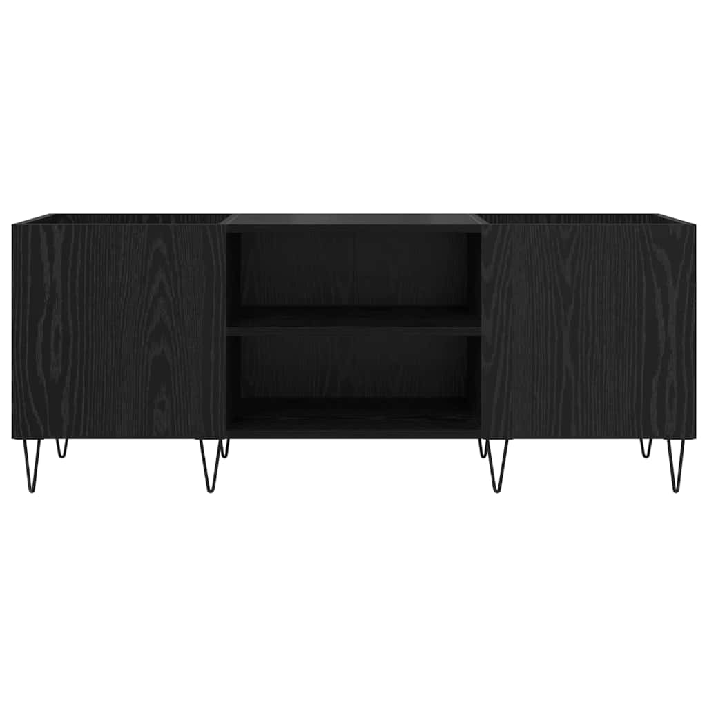 Vinyl Record Cabinet Black Oak Effect 121 x 38 x 48 cm