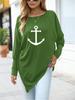 Women's Oversize Long-Sleeve Fashion Printed Logn Sleeve Top Spring/Fall Asymmetrical Hem T-Shirt