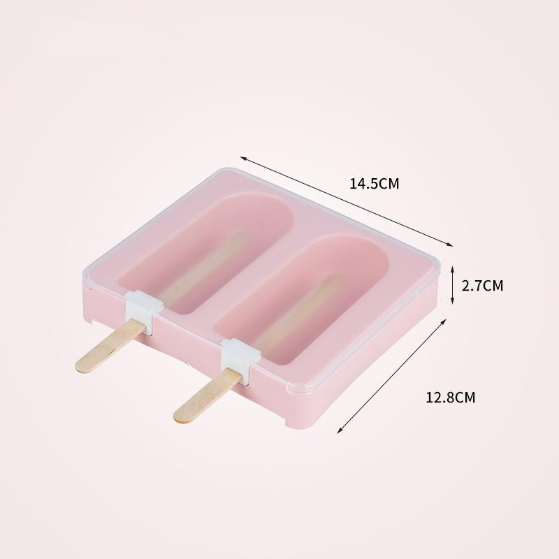 

Нова високоякісна форма для виготовлення морозива Силіконове фруктове морозиво Легкий набір для виготовлення морозива з кухонними інструментами для дитячого харчування з кришкою 2 grids рожевий