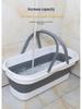 Foldable Rectangular Mop Bucket with Wheels and Handle - Portable Silicone Mopping Bucket