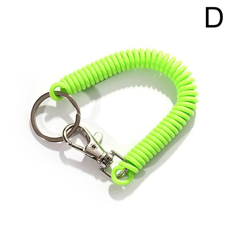 Elastischer Federseil-Schlüsselanhänger, Schlüsselanhänger, silberfarbener Metallkarabiner für Outdoor-Camping, Anti-verlorenes Telefon, Frühlings-Schlüsselanhänger