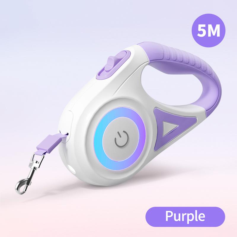 ROJECO 5M Retractable Dog Leash Automatic LED Light Luminous Roulette Leash Rope For Dogs Adjustable Pets Dog Walk Running Leads
