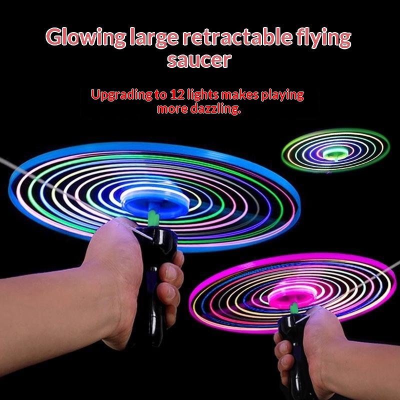 Pull String Luminous LED Flying UFO Toy Glowing Propeller Disc Creative Fun Party Favor Toy for Kids Outdoor Sports Activities