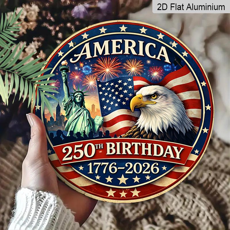 2D Plat, 1 stuk Amerika 250ste Verjaardag Muurbord Geschikt voor Patriottische Decoratie, 250 Jaar Geschiedenis Viering, Retro Plaquette voor 4 juli, Herdenking