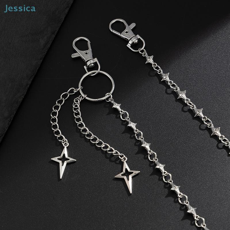 Silver Star Pendant Pants Chain | Edgy Streetwear Waist Chain For Jeans & Casual Outfits