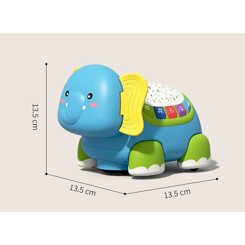 Baby Crawling Toys Musical Elephant Tummy Time Infants Toys with Timer Colorful Light Up Projection Birthday Gifts for Babies