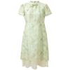Sancai New Chinese Style Faux Two-Piece A-Line Dress