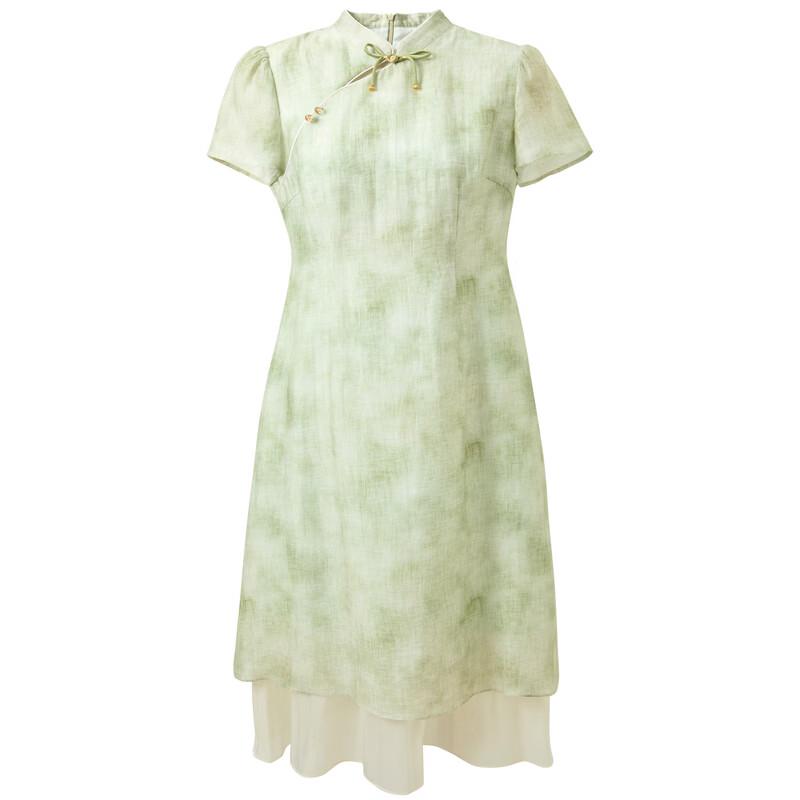 Sancai New Chinese Style Faux Two-Piece A-Line Dress