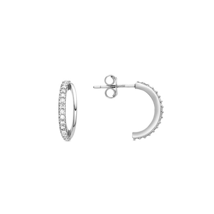 Boucles d'oreilles - LUXENTER - Makon - Argent rhodié - Zircone cubique - Longueur 14 mm
