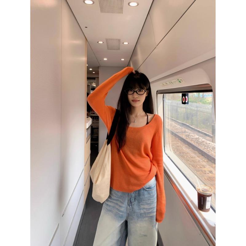 Summer Thin Long-sleeved Sun Protection Cover-up T-shirt Women's Loose Casual Off-shoulder New Top