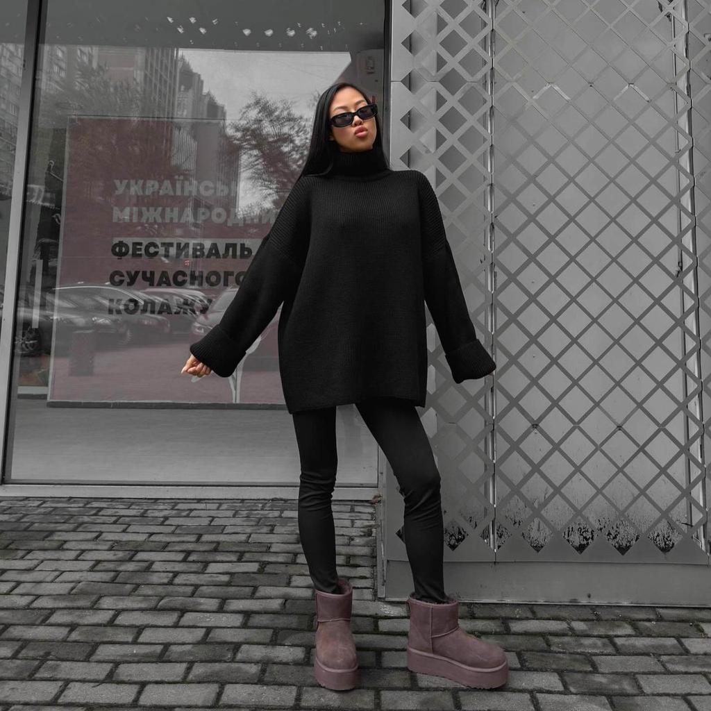 2025 Autumn Women's Casual Half-High Collar Loose Sweater