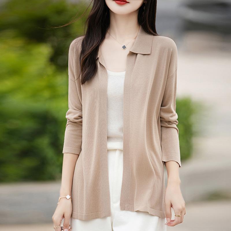 

Ранняя осень кардиган с лацканами, женский однотонный внешний длинный рукав, шаль, топ XXL хаки