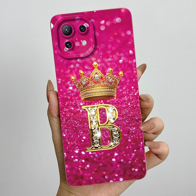 For Xiaomi Mi 11 Lite / 11 Lite 5G / 11 Lite 5G NE Crown Initial Letter Couple Phone Case Soft Silicone TPU Protective Casing