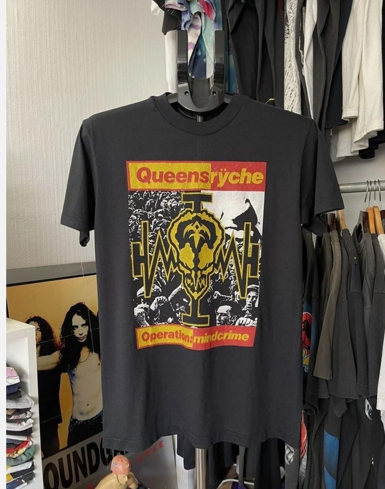 80-е Queensryche Operation Mindcrime Группа Черная Унисекс Футболка репринт Унисекс Футболка XL