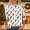 Women's Casual Christmas Print Three-Quarter Sleeve Neck Top
