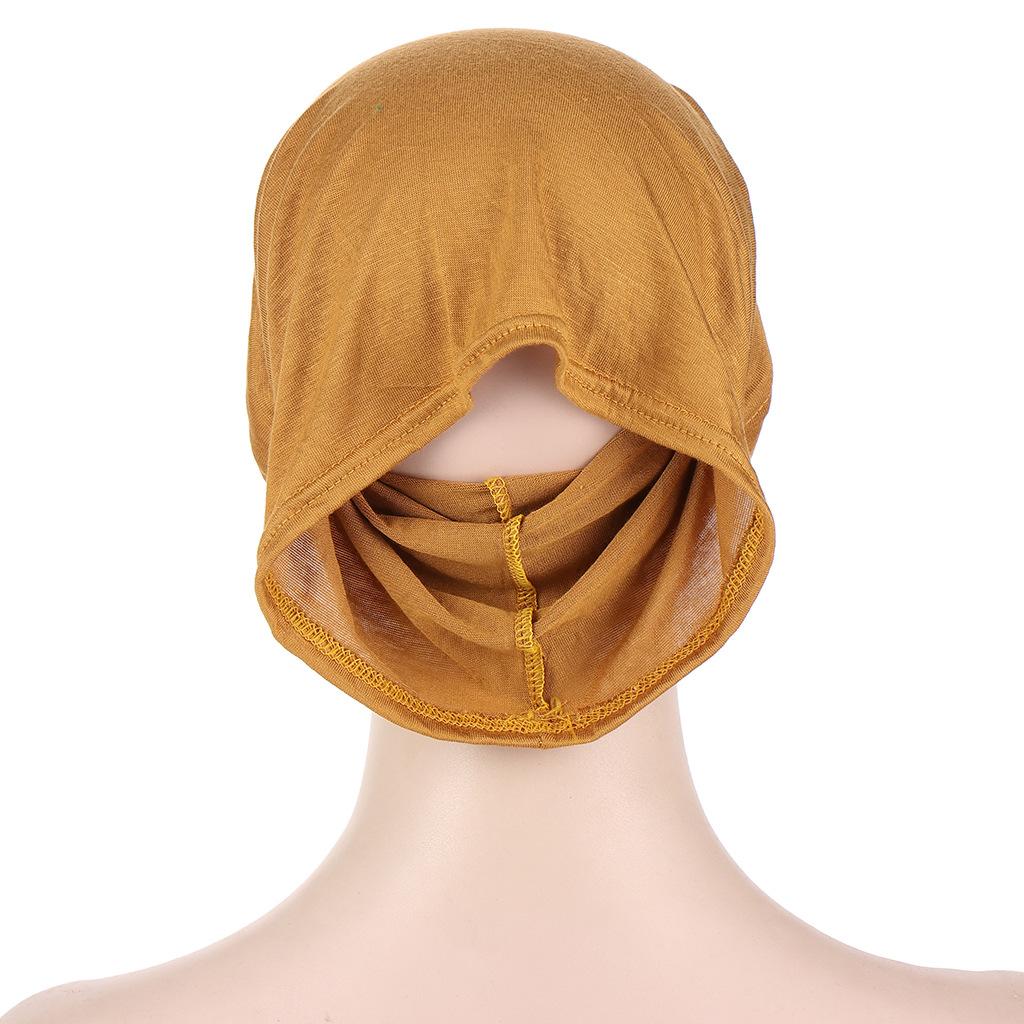 Solid Color Frontal Cross Women Muslim Hijab Caps Wrap Head Soft Elastic Turban Bonnet Chemo Cap Fashion Headdress Wearable
