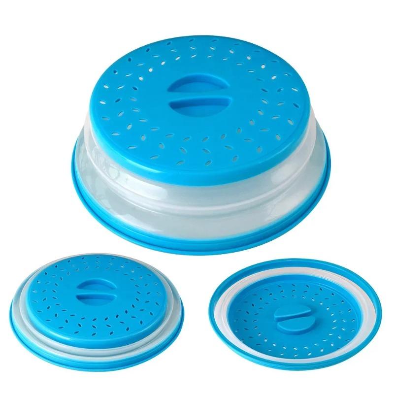Microwave Splatter Cover Collapsible Food Plate Cover Drainer Basket Microwave Heating Splash-proof Cover Kitchen Cooking Lid
