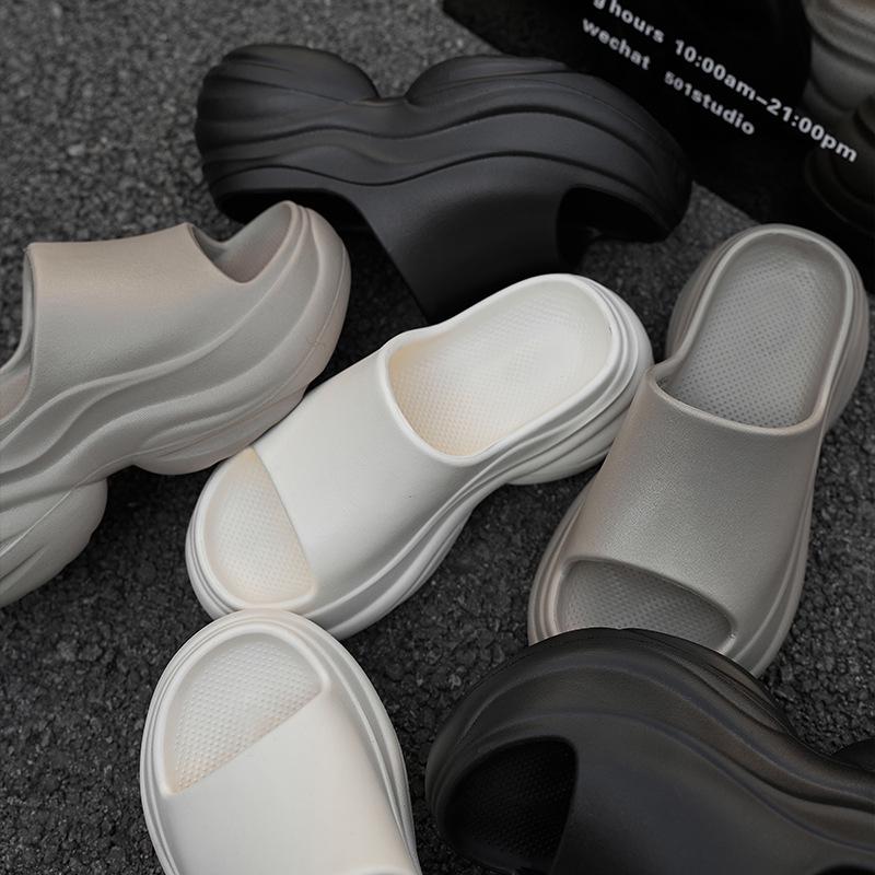 Damen Höhenverstärkende Dicksohlige Outdoor-Slipper - Sommer Strand EVA Pantoletten (8 cm)