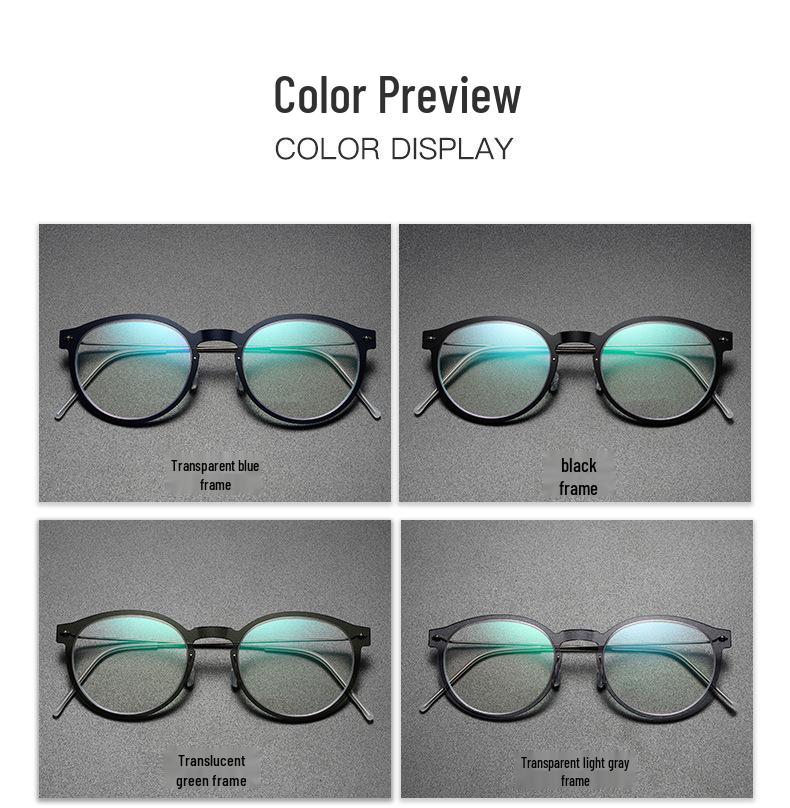 Ultra-Light Pure Titanium Eyeglasses Frame with Transparent Nylon for Myopia – Fashionable and Versatile Design (Model 6603)
