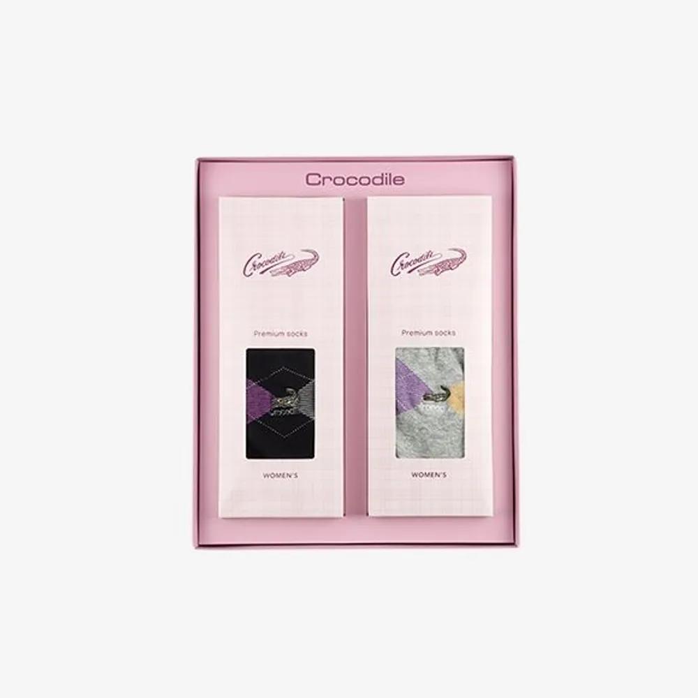 Women s Crocodile Sock Set Ladies Premium Cotton Fashion 2-Pair Gift Set