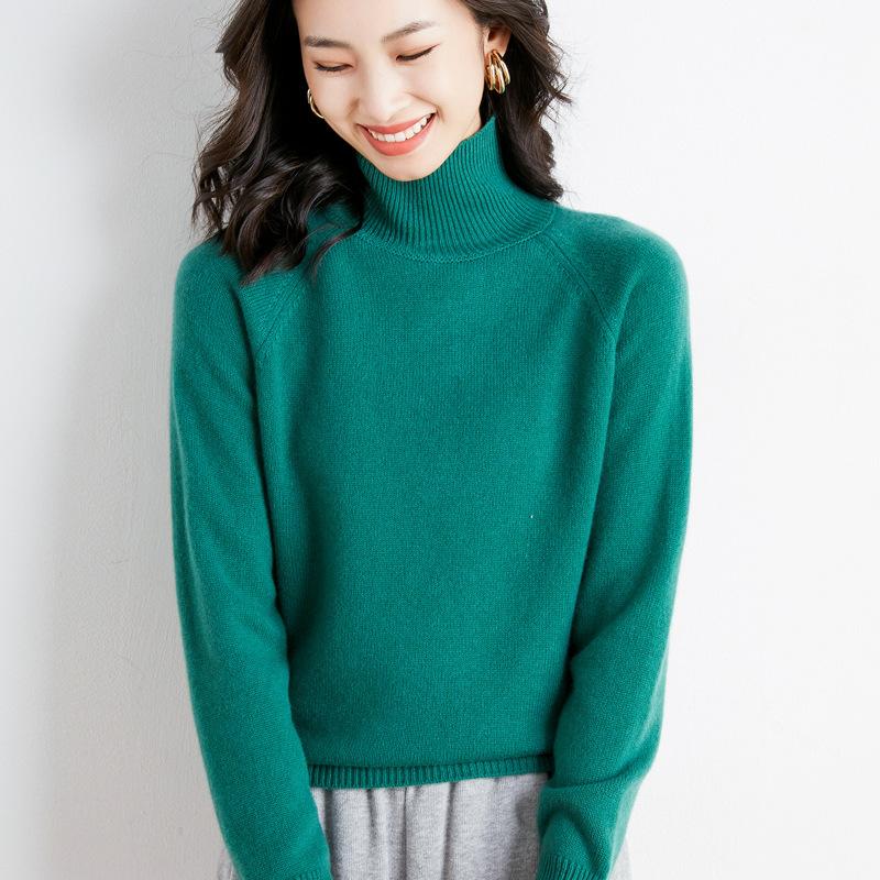 

Женский осенне-зимний свитер с высоким воротом и спущенным плечом - вязаный топ свободного ленивого стиля для ношения под одеждой S