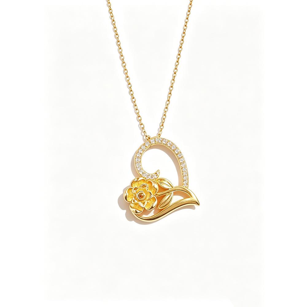 European and American Irregular Heart Pendant Rose Necklace - Valentine’s Day & Qixi Festival Gift for Women