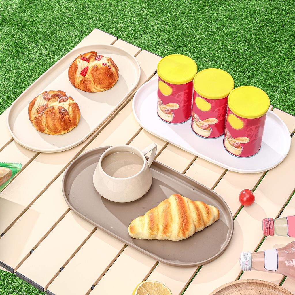 WORTHBUY Plastic Oval Dinner Plate Dishes Reusable Cake Dessert Tray Snack Tray Food Serving Tray Tableware Dishwasher Safe