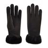 Women's Leather Gloves Touchscreen Black R03