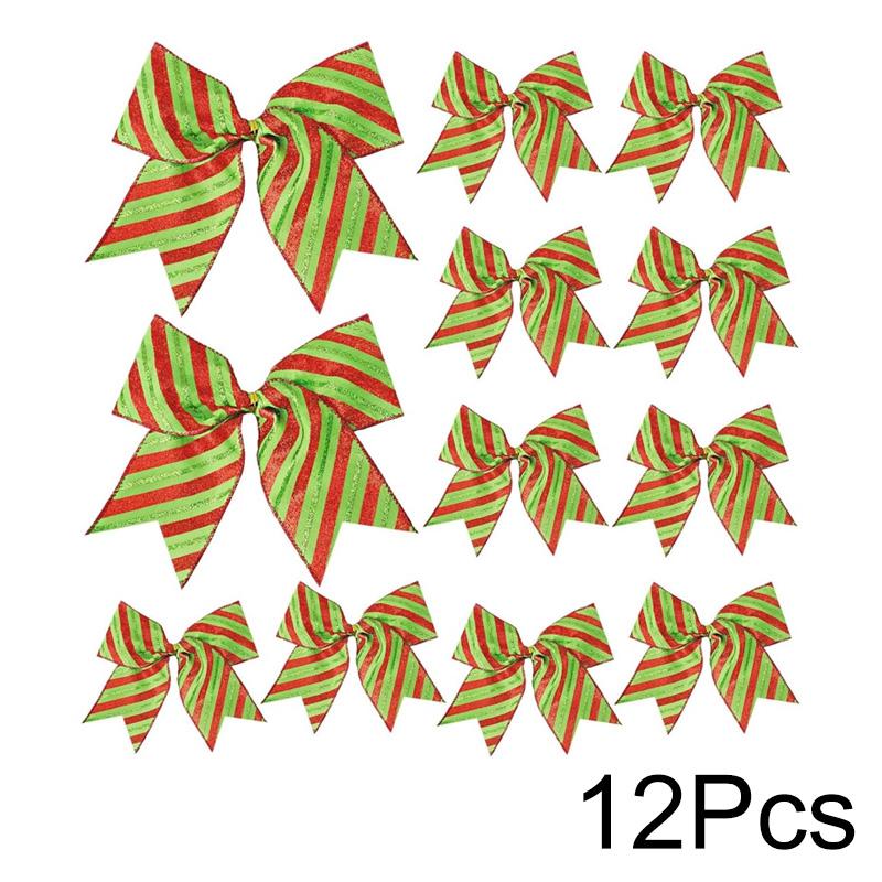 

12pcs Satin Ribbon Bows for Xmas Tree Ribbons Ornaments Wreath Polka Dot Bowknots Box Decorations Christmas Bows Assorted Colors 12pcs зелений/червоний