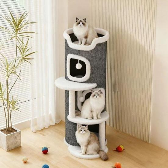 Drapak dla kota Wieża do wspinania dla kota Beczka do drapania dla kota z 3 jaskiniami dla kota Sisalowa podkładka do drapania Wielopoziomowa wieża do zabawy dla kota dla rodziny z wieloma kotami