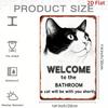 Funny Cat Welcome Sign Bathroom Decor Heavy Duty Metal Art Rustic Home
