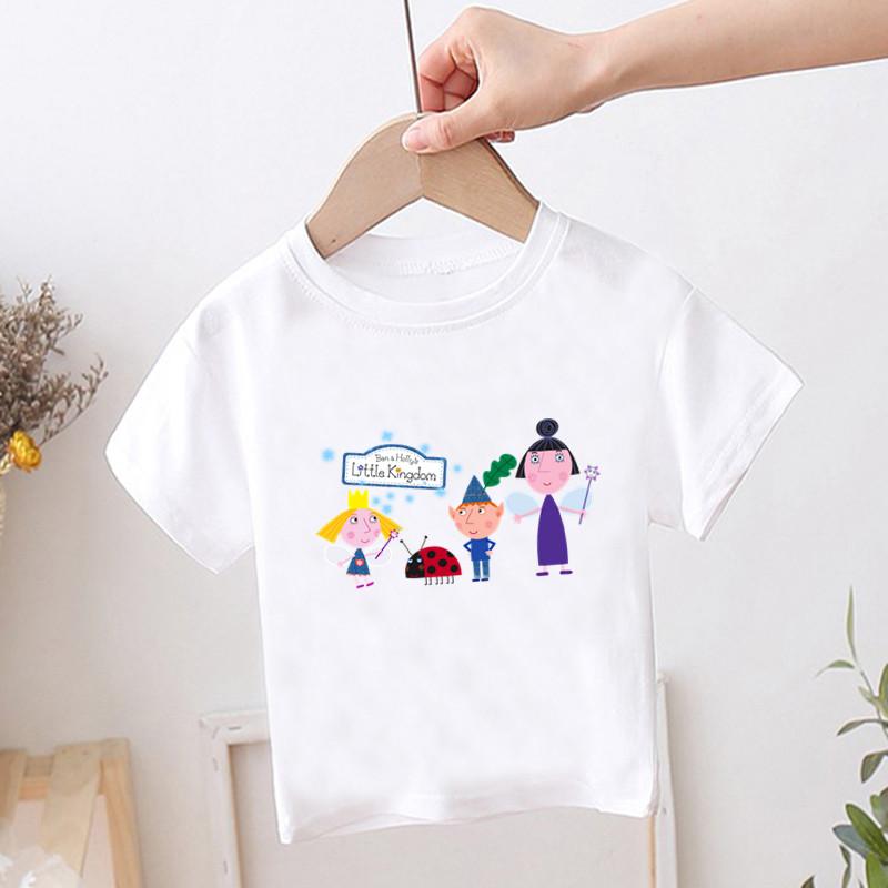 

Children Cartoon Print Ben And Holly Kingdom Funny T-shirts Kids Cute Summer Tee Casual Tops Baby Clothes For Boys/Girls 130