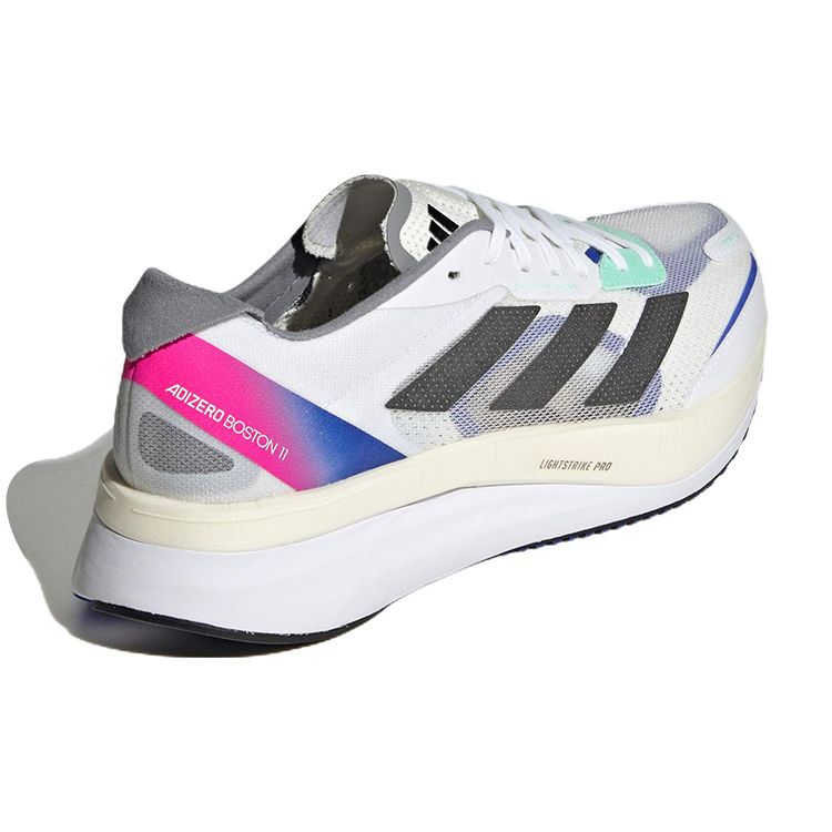 Adidas Adizero Boston 11 White Lucid Blue Fuchsia Unisex Sneakers Cloud-White Core-Black HQ3693