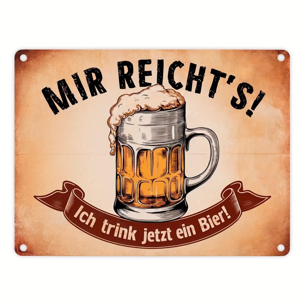 Mir Reichts Ich Trink Jetzt Bier Metal Sign Funny German Wall Art for Bar Kitchen Man Cave Beer Gift
