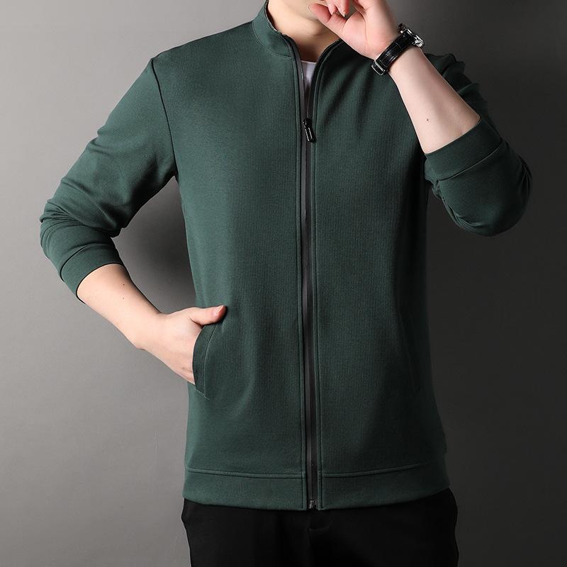 Spring New Young Men's Jacket Korean Style Solid Color Cotton Versatile Loose Stand-up Collar Zipper Sweatshirt for Men